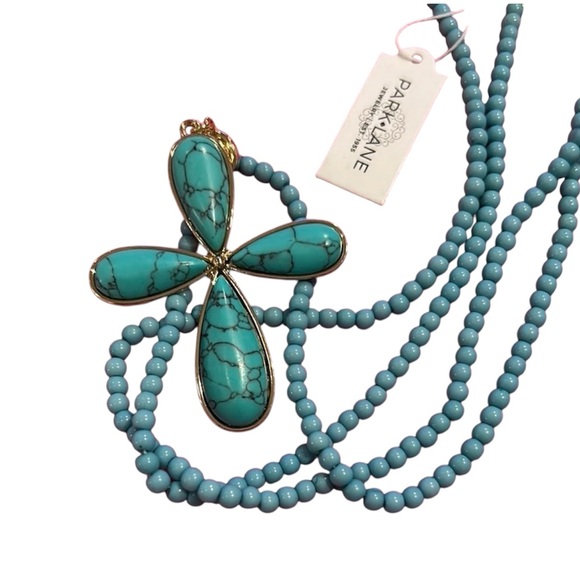 Park Lane Jewelry - Park Lane Turquoise Necklace new cross beaded jewelry NWT beach blue pendant